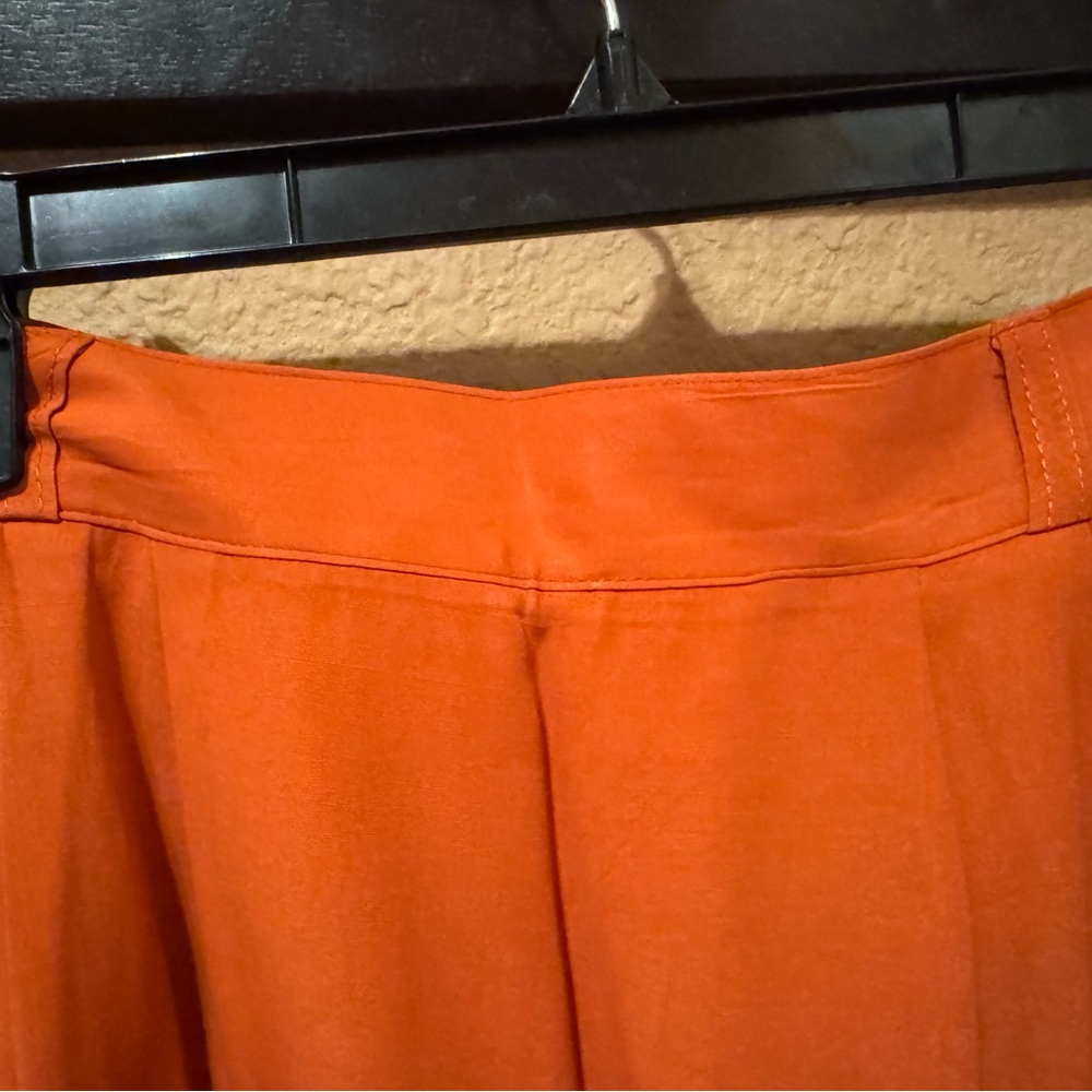 Elegant Pumpkin Orange A-Line Zip Up and Button Skirt